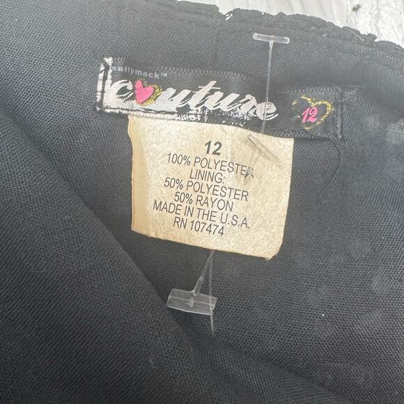 Y2K Sally Mack Couture Black Lace Mini Skirt Lined Youth 12 Womens XS - Picture 2 of 6